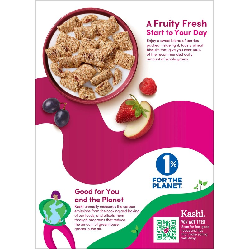Kashi Breakfast Cereal, Vegan Protein, Organic Fiber Cereal, Berry Fruitful,