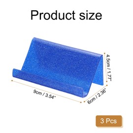 sourcing map 3pcs Business Card Holder for Desk, Acrylic Bling Business Name Card Organizer Desktop Card Rack Display Stand for Office Exhibition Meeting Home, Blue