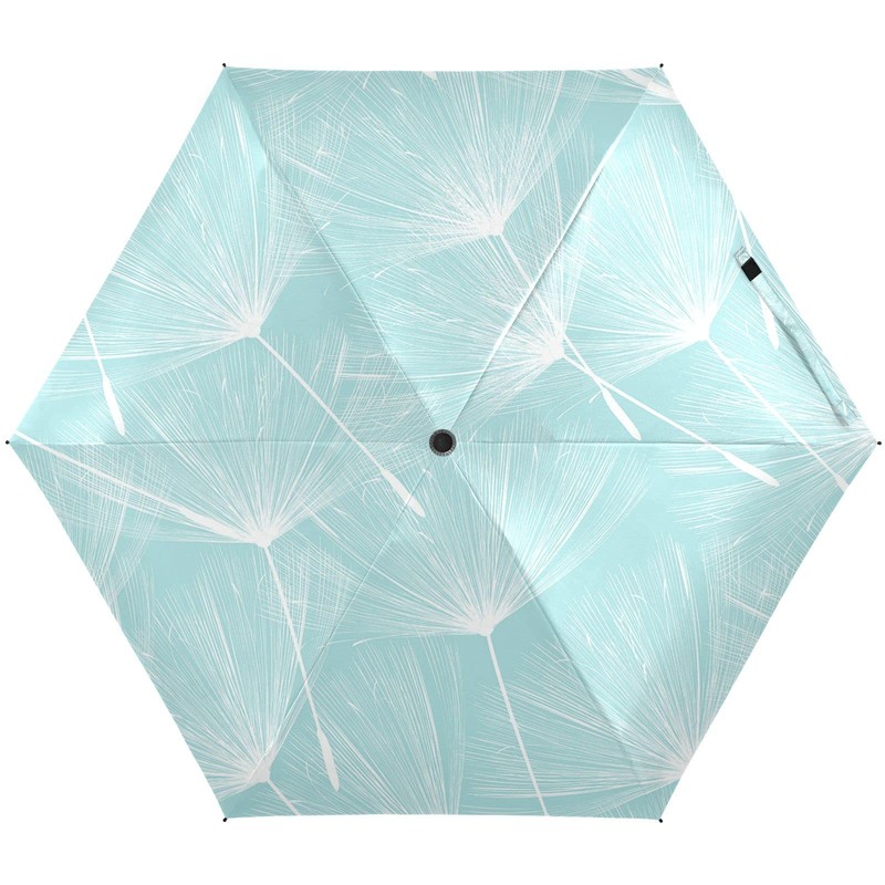 Seamless White Dandelion Flowers Floating Over Turquoise Pattern Small Mini