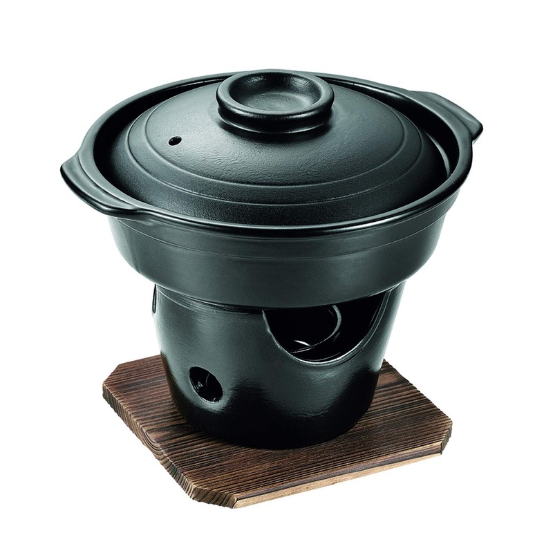 Pearl Metal HB-5221 Sukiyaki Pot with Stove Set, Ceramic Wagokoro