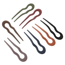 Mikinona 7-piece French Hair Pin Set Long Hair French Forks Cellulose Acetate Tortoise Stick Hairpins for Women u Hairpin Non-slip Matte Material Colorful Hair Accessories