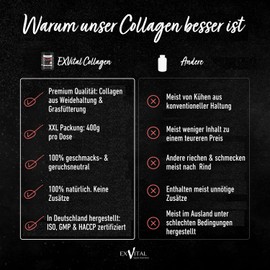 Collagen Powder, 400 g Premium Collagen of Swiss Alpine Cows from Grass Feeding, Bioactive Collagen Hydrolysate Peptides, Protein Powder, Tasteless, Collagen Type 1 & 3, High Dose