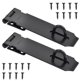 LEONTOOL 2-Pack Door Hasp Latch Locks 5 Inch Packlock Clasp 304 Stainless Steel Heavy Duty Hinge Lock Gate Door Padlock Hasp Lock Latch with Screws for Gates, Doors, Cabinets, Closets, Fence, Black