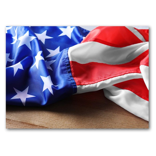 American Flag Greeting Cards - USA - Patriotic - Military - Blank on The Inside - Includes 12 Cards and Envelopes - 5.5" x 4.25"(12 Pack)