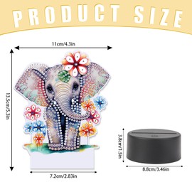 SHEGZHUC Diamond Painting Bedside Lamp Touch Diamond Painting Elephant LED Table Lamp Night Light Socket USB LED Lamp Mosaic Diamond Painting Art Gift Ornaments Table Room Decoration