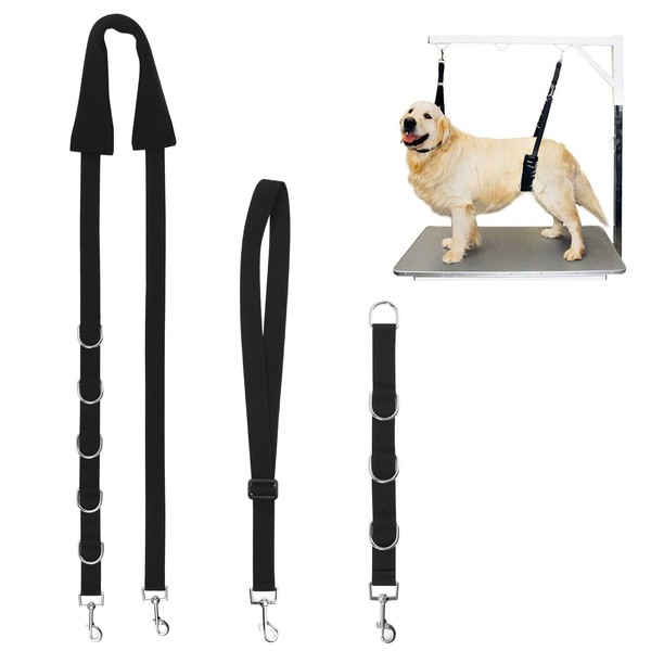 Pack of 3 Dog Grooming Belly Strap Band, Adjustable D-Ring