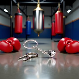 Rosojodg Silver Boxing Glove Style Keychain Zinc Alloy Key Holder, Mini Boxing Glove Keychain Boxing, Car Key Ring, for Women Men boxing Team Sports Party Favors Accessories