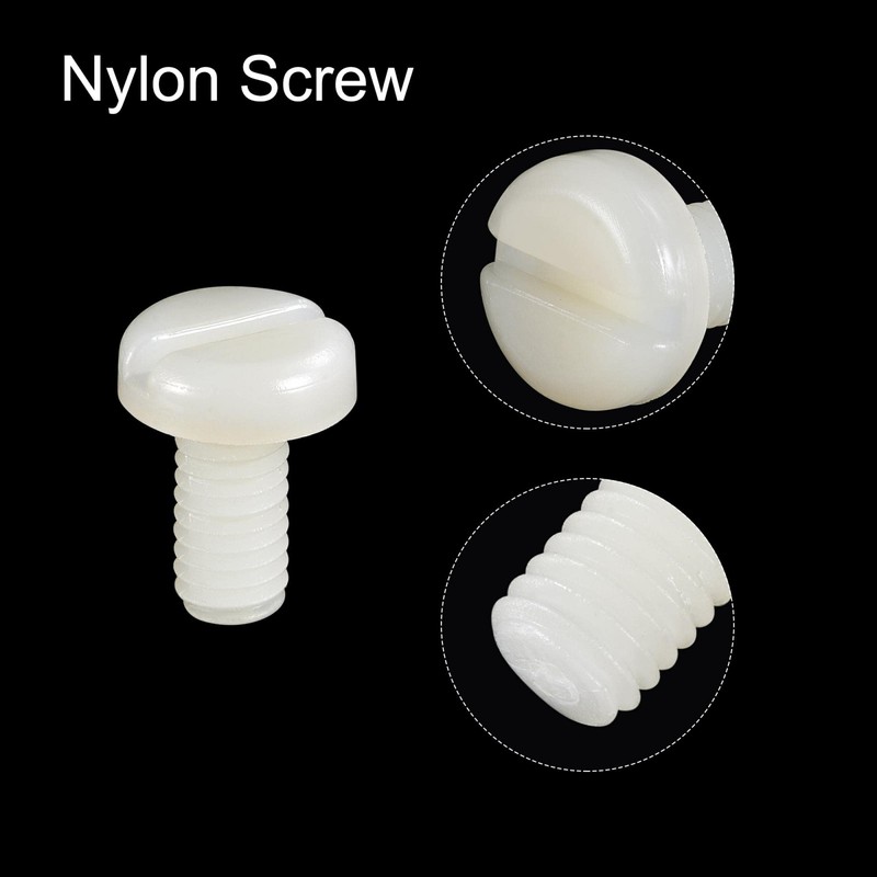 sourcing map Nylon Machine Screws, M6x12mm Slotted Pan Head Fasteners