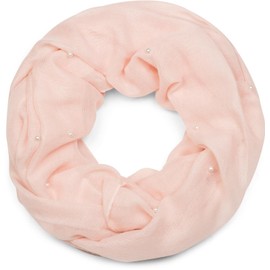 styleBREAKER plain-coloured light loop scarf snood studded with pearls, scarf, shawl, ladies 01016168, color:Rose