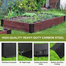 8PCS Metal Raised Garden Bed Corner Brackets, 11"" x 3"" x 3"" Rust-Proof Thickened Raised Bed Corner Brackets for 12"" - 24"" Flower Beds with Screws, Great for Vegetables, Flower Pots and Furniture