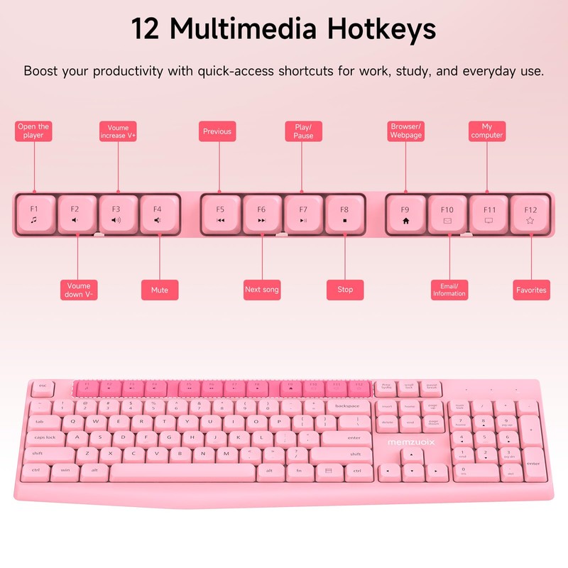 Wireless Keyboard and Mouse Combo, 2.4G Full Size Ergonomic Keyboard