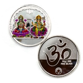 2020 No Mint Mark 999 Pure Silver Ganesh Lakshmi/Laxmi Solid 10 Gram Meena Coin Silver Seller Perfect Uncirculated