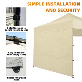 Instant Canopy SunWall 10x10 Canopy Wall Sidewall for Pop Up Canopy Tent,1 Piece Sidewall Only (10x10, Beige)