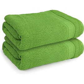 TEXTILESY Pack of 2 Large Bath Sheet Towel Set- 75 x 150 cm-500 cm-100% Cotton Bath Sheet Towels Quick Dry & Absorbent (Cotton, Lime Green)