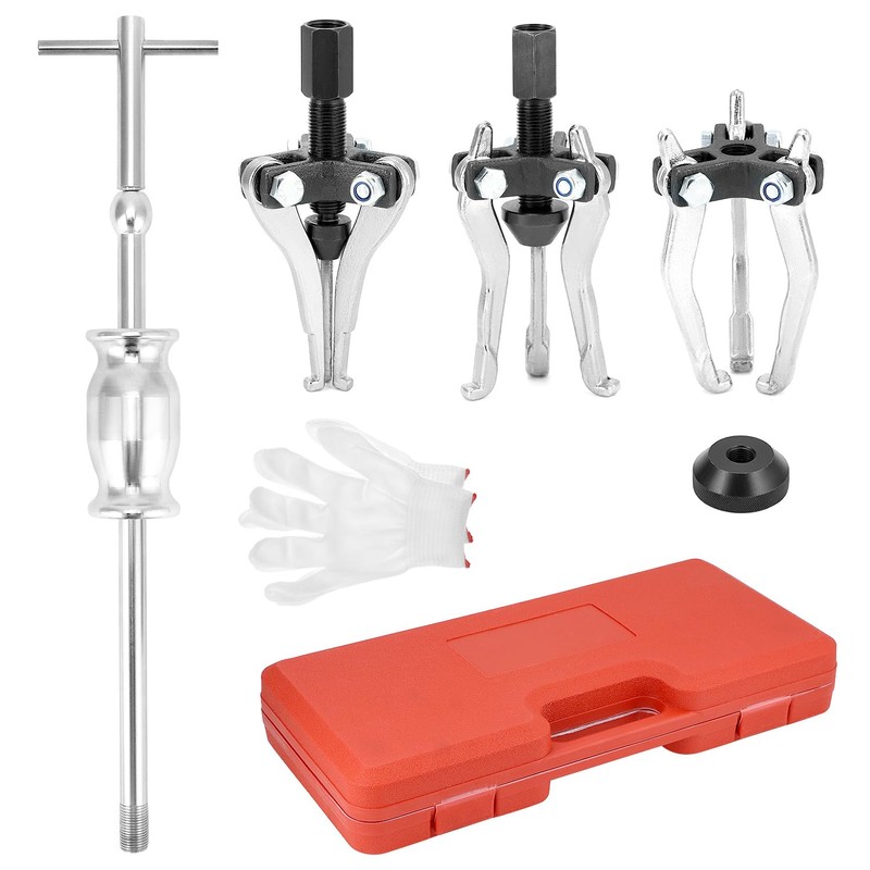 QWORK 3 Jaw Gear Bearing Slide Hammer Puller Set -