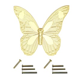 Mgoodoo Vintage Butterfly Cupboard Door Knobs Cabinet Handles Furniture Chest Drawer Pull (2pcs, 80mm Gold)