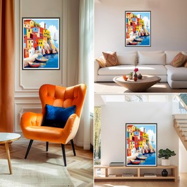 KEYIFA Diamond Painting Kits for Adults Italian Town, 5D DIY Diamond Art Painting Full Drill, Gem Crystal Art Pictures Diamond Painting Kits, Scenery Home Wall Decor 30x40cm