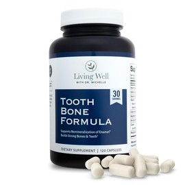 Living Well with Dr. Michelle Tooth & Bone Formula - Bone Health Supplement with Calcium for Bone Strength & Tooth Enamel Support, D3 + K2, 120 Capsules, Non-GMO, Gluten-Free