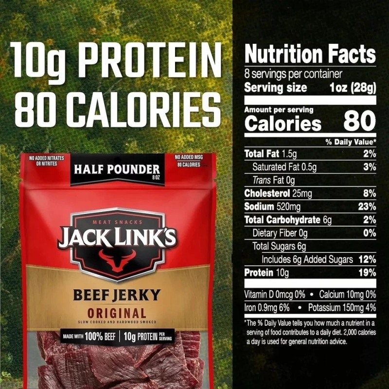 Jack Link'S Beef Jerky, Original, 1/2 Pounder Bag - Flavorful