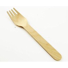 drinkstuff YCX-001 Biodegradable Tableware: Wooden Forks Pk 100, Beige, 1 Pack