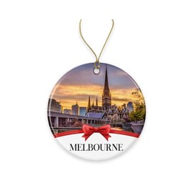 Melbourne Christmas Ornament, Christmas Ornaments Travel Souvenir Collection Gift for Family, Christmas Tree Ornament City Travel, Melbourne Travel Gift Xmas Holiday Printed on Both Sides