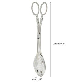 Pinzas para servir buffet de 9 pulgadas, color bronce plateado, pinzas para alimentos de cocina, pinzas de metal real talladas, pinzas para ensalada, pinzas para pasteles, pan, para aperitivos de fiesta y gatos (plata)