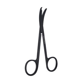 Small Scissors all Purpose, Sharp Mini Detail Craft Shears with Precision Angled One Hook Tip Design, Ideal for Thread Cutting, Sewing, Knitting, Embroidery, Stainless Steel Snips (Black - 4.5")