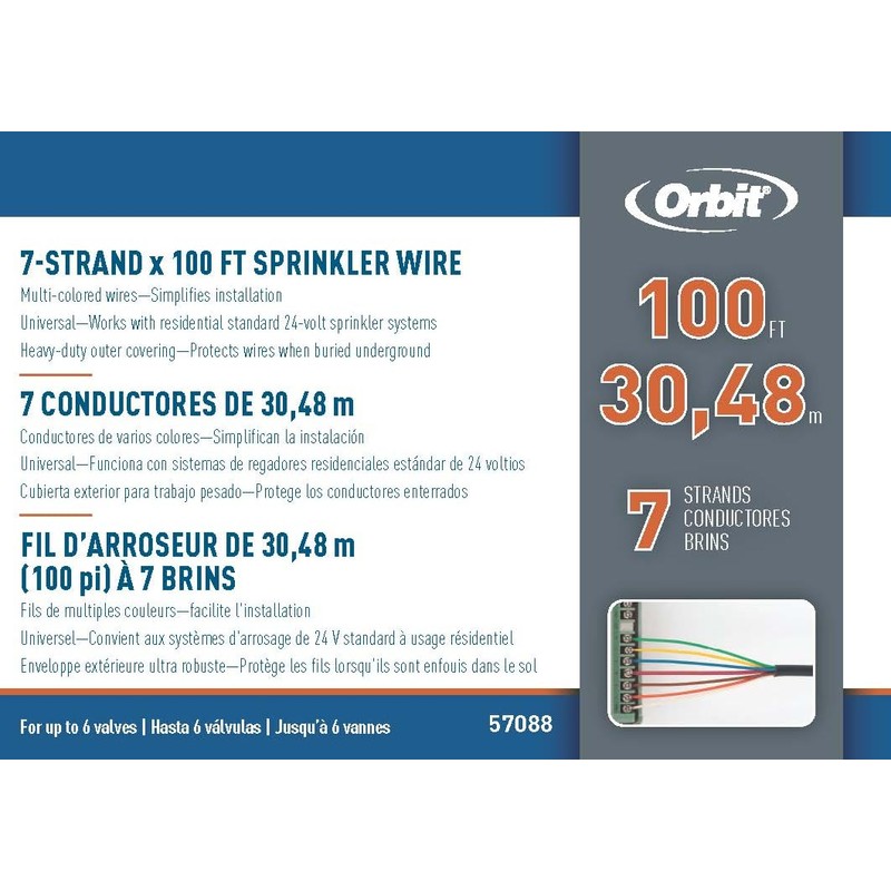 Orbit 57088 Underground Sprinkler Wire, 7-Strand Solid, 100 Ft, UF/UL