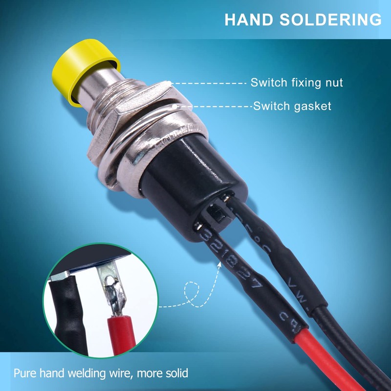 Twidec/12PCS 3V-6V-12V-24V-250V Momentary Push Button Switch 2 Pins ON/Off SPST