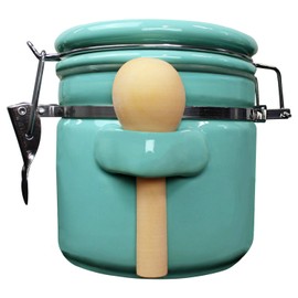 Blue Donuts 25 Oz Ceramic Airtight Jar, Food Storage Container, Kitchen Canister, 739 ML Flour Jar With Lid for Pantry, Turquoise