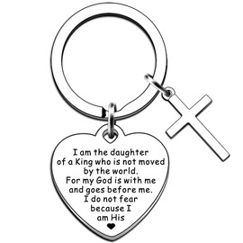 AMZQ Christian Keyring Religious Gifts for Women Baptism Gift for Girls Inspirational Keyring Present - I Am The Daughter of A King