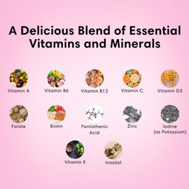 FLEUR Bloom & Glow Hair Skin and Nails Gummies, Hair Growth Supplement with Biotin & Inositol, Antioxidant Rich Vitamin A, C & E Gummies for Skin and Nail Repair, Sugar-Free, 60 Vegan Gummies