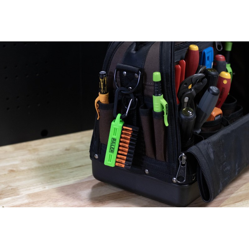 Screwdriver Bit Holder Storage Organizer – Railer 20-Hole Hi-Vis Green