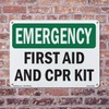 First Aid And CPR Kit OSHA Emergency Aluminum Sign 14