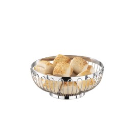 APS 30230 Hochglanzpolierter Edelstahl Korb für Brot oder Obst, Ø 25.5 x 9.5 cm