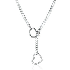 CAIKAILIOR Choker Necklace Women's Necklace, Heart Slip Chain, Silver Heart Chain, Adjustable Stainless Steel Necklace, Gift for Girlfriend, for Women, Girls, Birthday Gift, Wife, Anniversary,