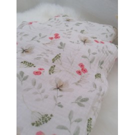 Puppenbettwäsche für Puppenbett, Puppenlauflernwagen, Musselin verschiedene Ausführungen und Muster (Blütendolden)