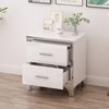 Elegant High Gloss Nightstand with Metal Handle,Mirrored Bedside Table with