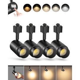TuyuBEE 5-Color Zoomable H Track Lighting Heads H Type Track Light Heads Dimmable LED Track Lighting Fixtures Ceiling Spot Light, H Style Track Heads for H Track Lighting Rails Black CRI90 12W 4 Pack