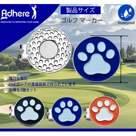 Adhere Golf Marker Golf Cap Clip Magnetic Logo Ball Mark Cute Cat Dog Paw Design Magnetic Pedestal Pack of 3 (3 Colors Paw )