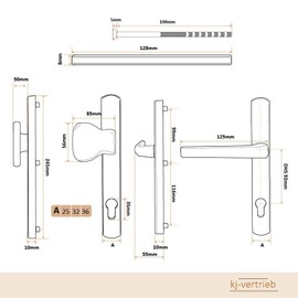 Premium Victory DHS Handle Set 92 mm Rectangular Handle Knob Colour: White RAL 9016, Plate Width: 36 mm