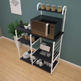 SogesHome 4-Tier Kitchen Baker's Rack Utility Microwave Oven Stand Storage Cart Workstation Shelf ,Black 172-BK-SH