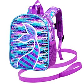 Toddler Backpack with Leash, 9.5" Baby Mermai Safety Leashes Removable Tether bookbag