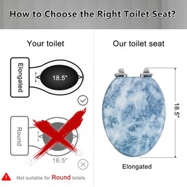 Angol Shiold Elongated Toilet Seat Molded Wood Toilet Seat with Quietly Close and Quick Release Hinges, Easy to Install also Easy to Clean (Elongated, Board)