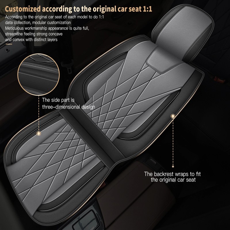 Unbranded Car 5 Seat Cover Front Rear Faux Leather Seat