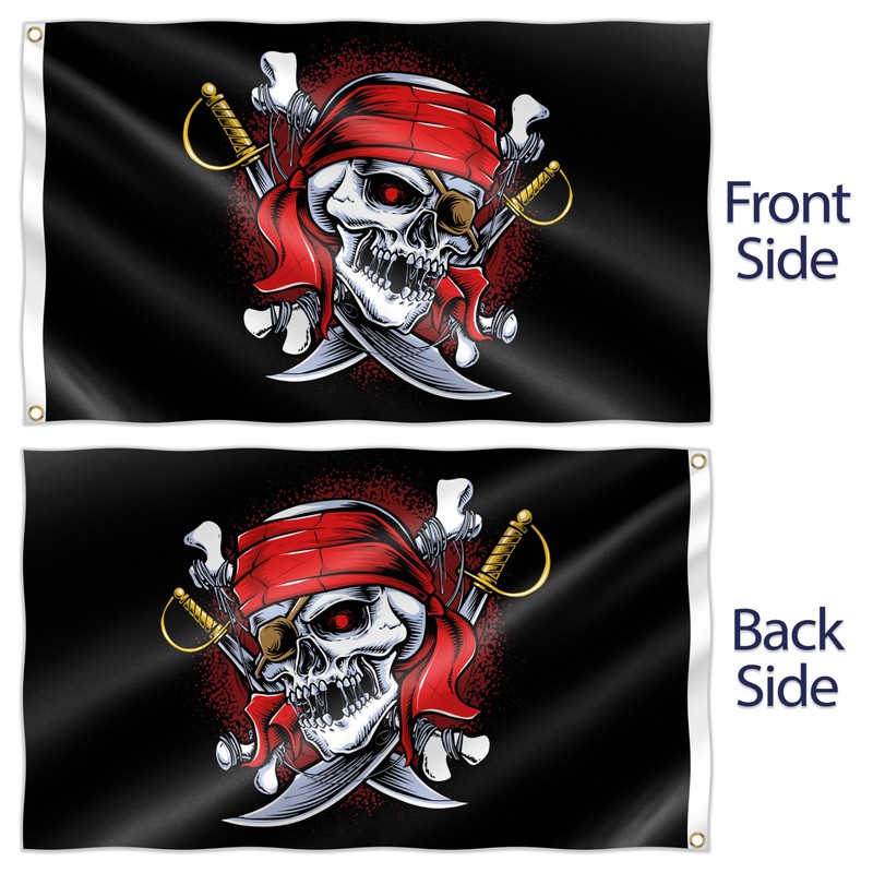 Pirate Flag 90 x 150 cm with Eyelets - Large