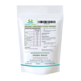 Herbal Magic's Organic Coriander Leaf Powder -Known as Kitchen King in Indian Cuisine.Ideal for enhancing taste,flavour&garnishing.Free From Fillers,Artificial Colour,Flavour&Preservatives (100g)
