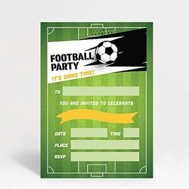 Hip Hip Hooray Football Themed Birthday Party Invitations Invites Pack of 10 with Envelopes, green, A6