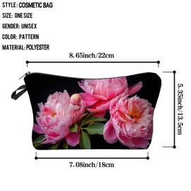 Livel lhood Floral Peony Cosmetic Bag for Women Cute Small Makeup Bag for Purse Travel Toiletry Zipper Pouch for Girls Gift for Sisters Peony Makeup Bag for Her