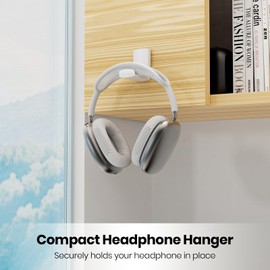 Sticky Headphone Stand Controller Holder - EURPMASK Upgraded Adhesive Gaming Headset Hook, Headphone Holder for Desk with Soft Rubber Pads, Universal PC Gaming Accessory Controller Headset Stand,White